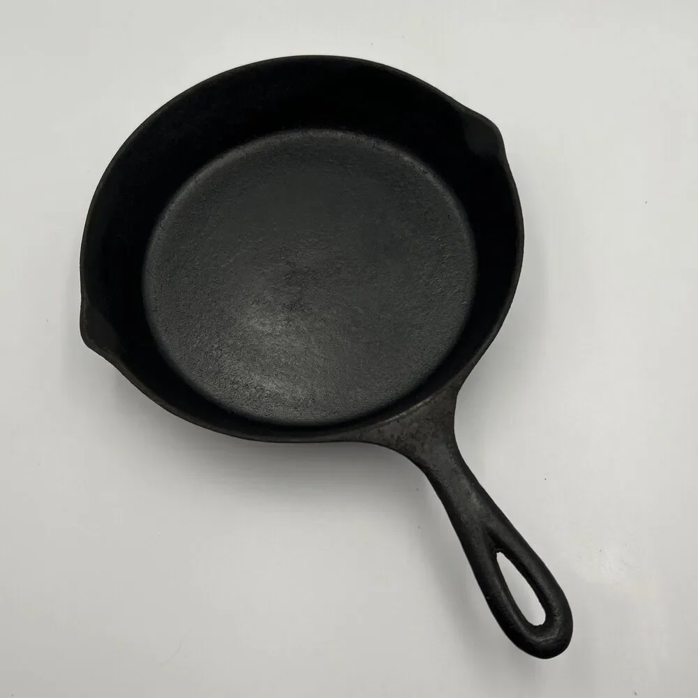 Vintage Lodge No. 6 Cast Iron Skillet 3-Notch Heat Ring Restored & Seasoned USA